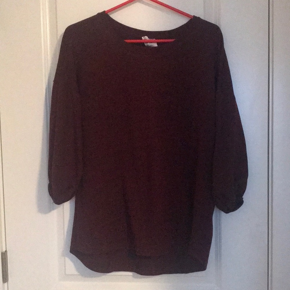 Divided purple rolled up sleeves top. Size M.